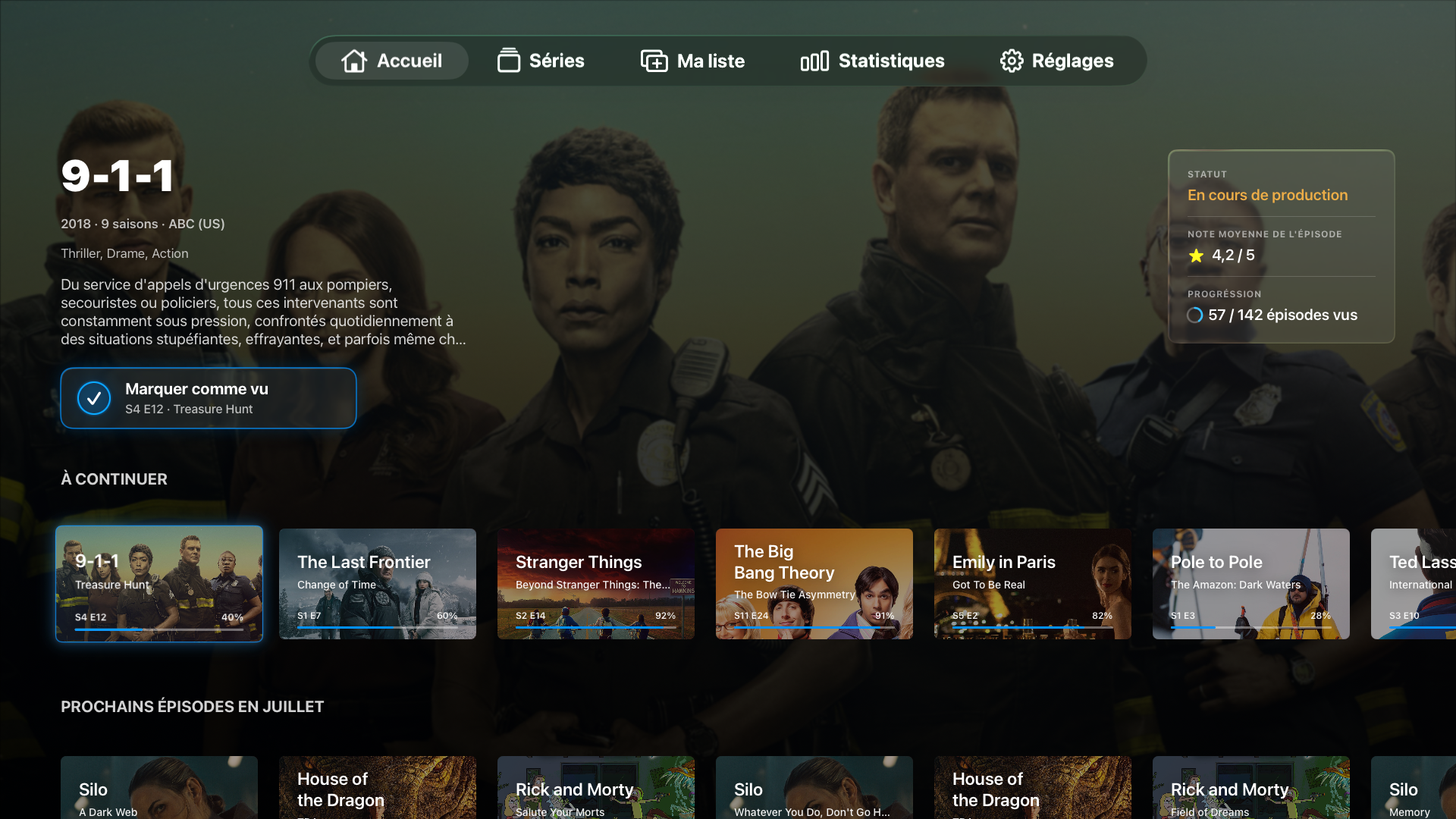 Écran d'accueil de l'application No Time sur Apple TV
